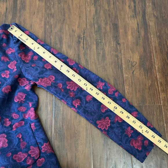 MODCLOTH Blazer Jacket Blue Red Floral Lined Brocade Office Preppy 90s - Picture 12 of 13